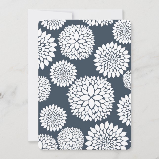 Invitation Baby shower aux Fleurs Bleues Chic (Devant)