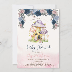 Invitation Baby shower aux fleurs de champignons colorés