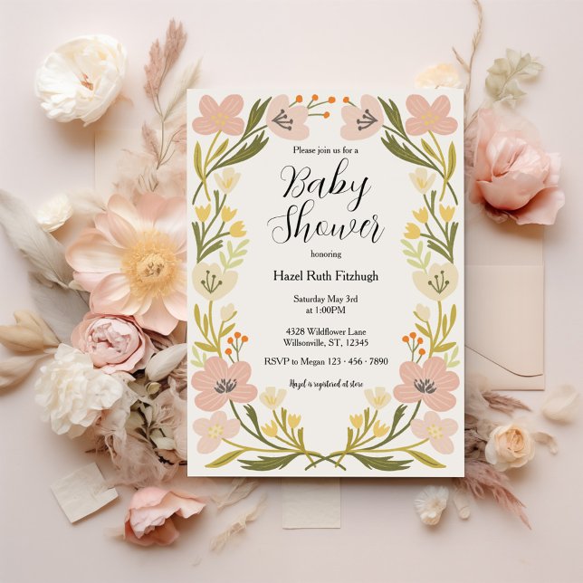 Invitation Baby shower aux fleurs pastel douces (Créateur téléchargé)