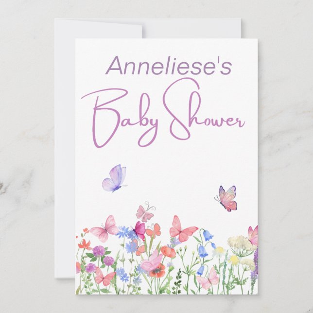 Invitation Baby shower aux fleurs sauvages (Devant)