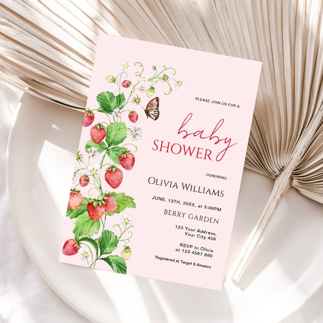 Invitation Baby shower aux fraises (Créateur téléchargé)