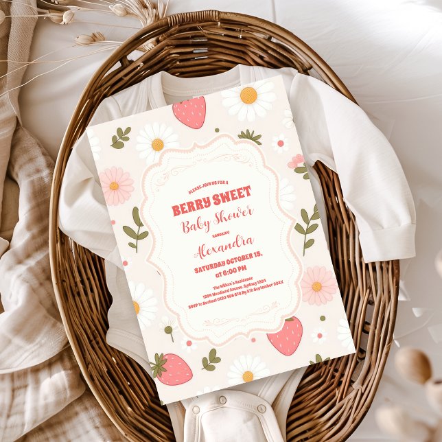 Invitation Baby shower aux fraises | Berry Sweet (Créateur téléchargé)