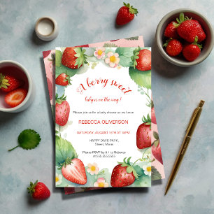 Invitation Baby shower aux fraises Berry Sweet
