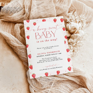 Invitation Baby shower aux fraises Berry Sweet Baby Girl