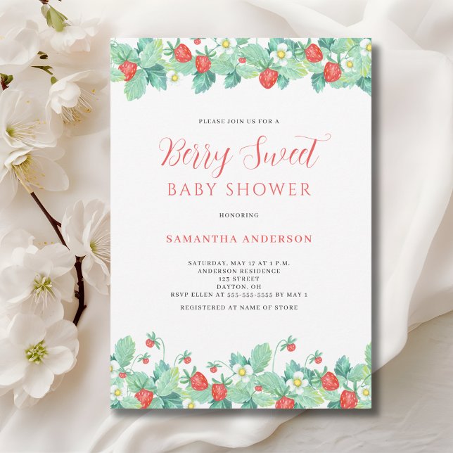Invitation Baby Shower aux Fraises Douces (Créateur téléchargé)