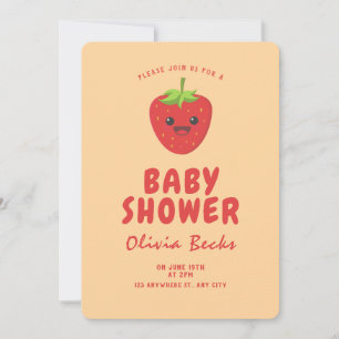 Invitation Baby shower aux fraises Little Cutie