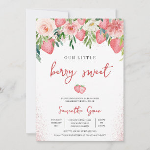 Invitation Baby shower aux fraises roses