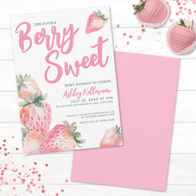 Invitation Baby Shower aux Fruits Rouges Douceur (Berry Sweet Baby Shower Invitation)