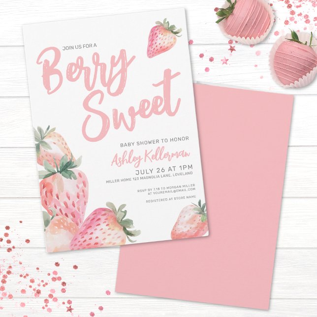 Invitation Baby Shower aux Fruits Rouges Sucrés (Berry Sweet Baby Shower Invitation)