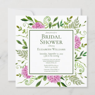 Invitation Baby Shower aux Hortensias Roses