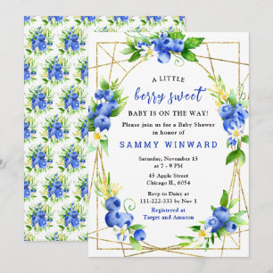 Invitation Baby Shower aux Myrtilles et Feuillage