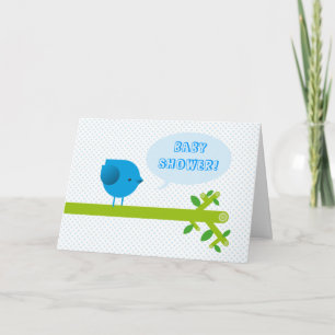 Invitation Baby shower aux oiseaux bleus