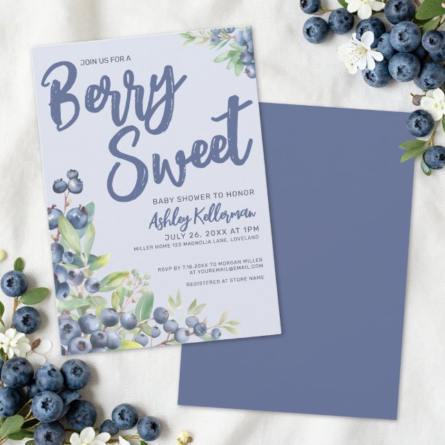 Invitation Baby Shower aux Saveurs de Myrtille (Blueberry Berry Sweet Baby Shower Invitation )