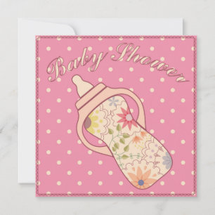 Invitation Baby shower avec bouteille de nourriture rose