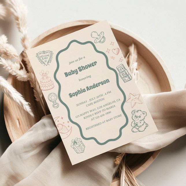 Invitation Baby shower avec - Design classique et amusant (Créateur téléchargé)