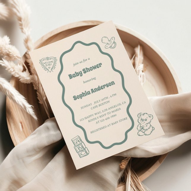 Invitation Baby shower avec - Design classique et amusant (Créateur téléchargé)