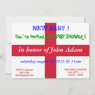 Invitation baby shower avec drapeau d'Angleterre