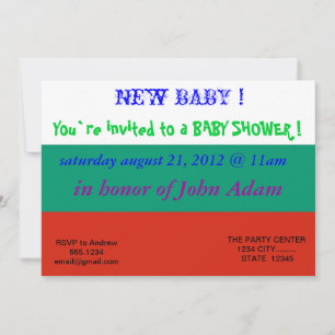 Invitation baby shower avec drapeau de Bulgarie