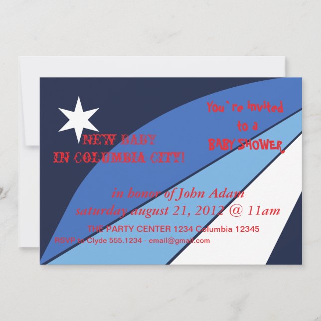 Invitation baby shower avec drapeau de Columbia, S (Devant)