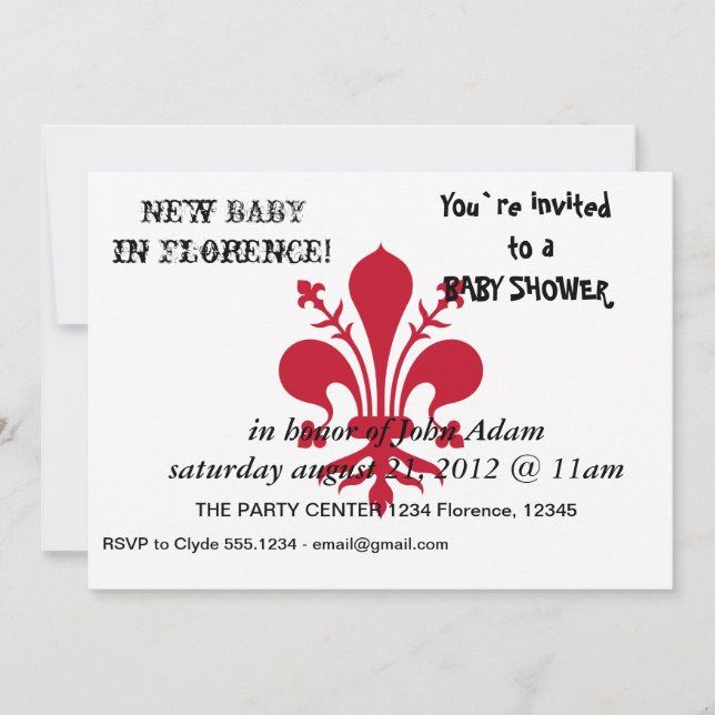 Invitation baby shower avec Drapeau de Florence (Devant)