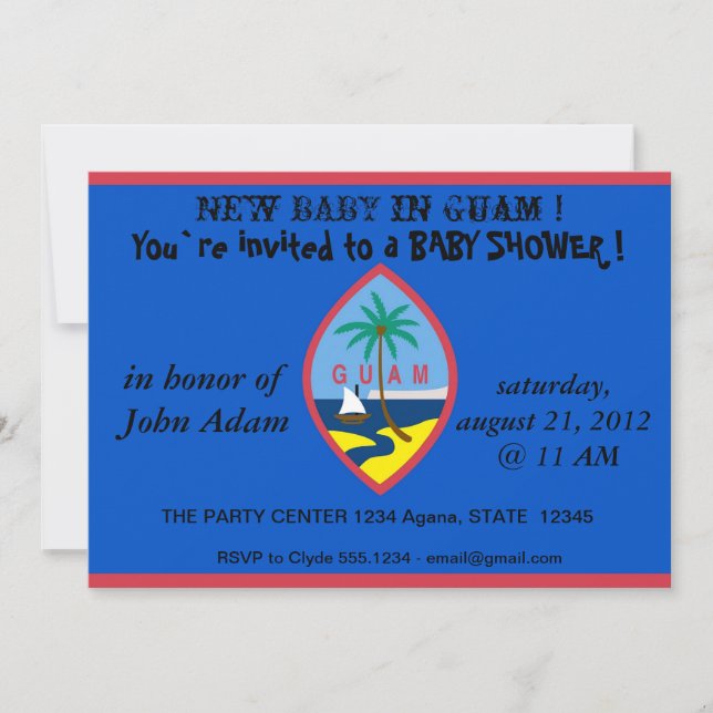 Invitation baby shower avec drapeau de Guam (Devant)