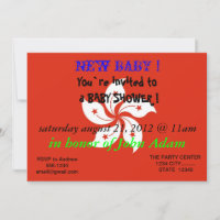 Invitation baby shower avec drapeau de Hong Kong