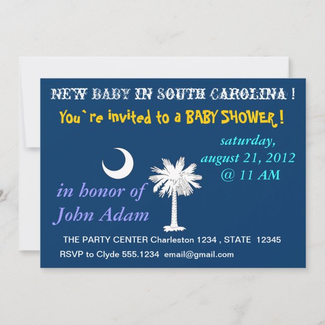 Invitation baby shower avec drapeau de la Caroline (Devant)