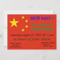 Invitation baby shower avec drapeau de la Chine