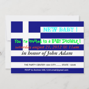 Invitation baby shower avec drapeau de la Grèce