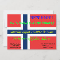 Invitation baby shower avec drapeau de la Norvège