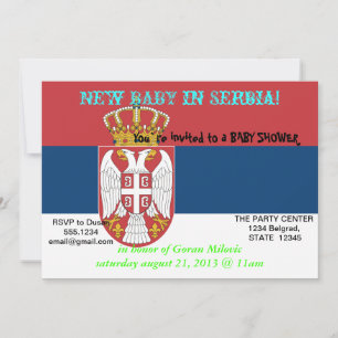 Invitation baby shower avec drapeau de la Serbie