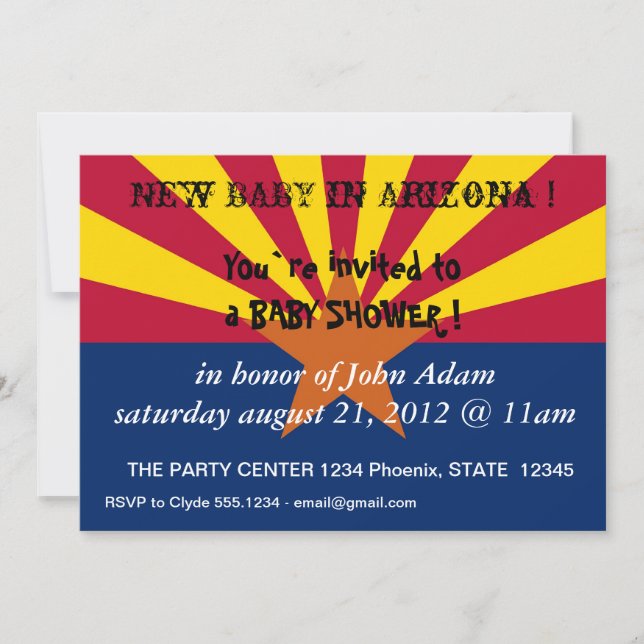 Invitation baby shower avec Drapeau de l'Arizona,  (Devant)