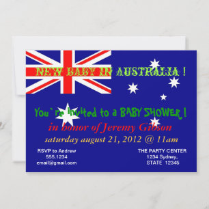 Invitation baby shower avec drapeau de l'Australie