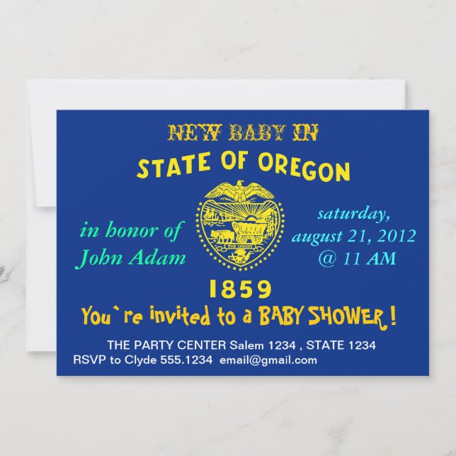 Invitation baby shower avec drapeau de l'Oregon (Devant)