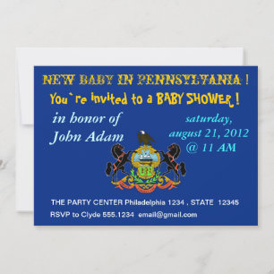 Invitation baby shower avec drapeau de Pennsylvani