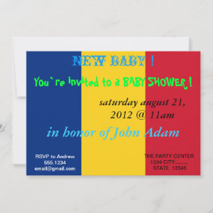 Invitation baby shower avec Drapeau de Roumanie