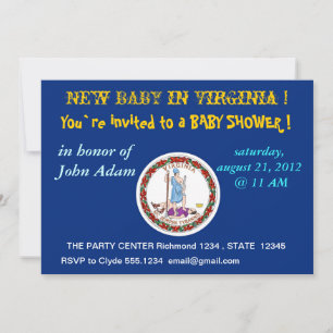 Invitation baby shower avec drapeau de Virginie