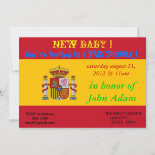 Invitation baby shower avec drapeau d'Espagne