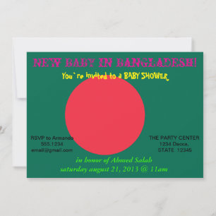 Invitation baby shower avec drapeau du Bangladesh