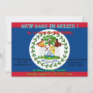 Invitation baby shower avec drapeau du Belize