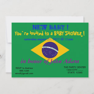 Invitation baby shower avec drapeau du Brésil