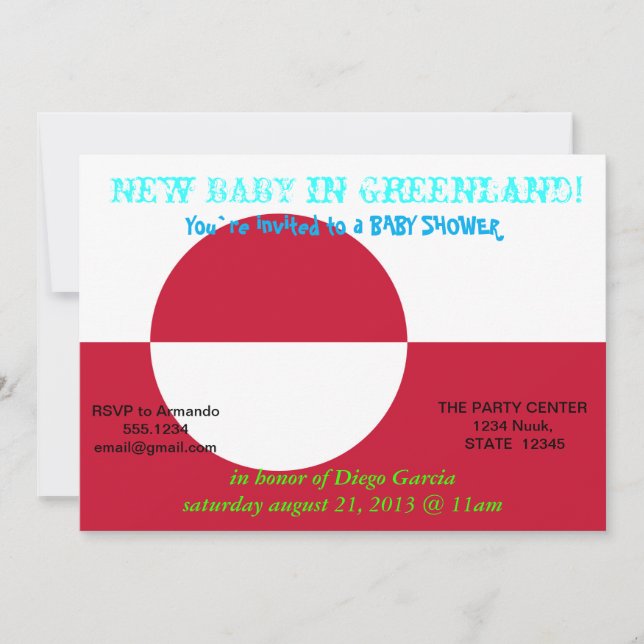 Invitation baby shower avec drapeau du Groenland (Devant)