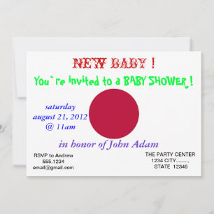 Invitation baby shower avec drapeau du Japon