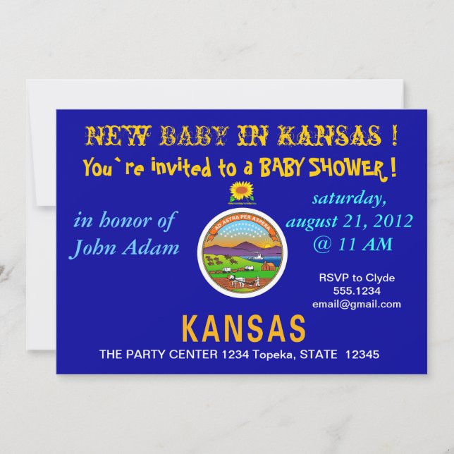 Invitation baby shower avec drapeau du Kansas (Devant)