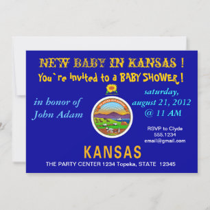 Invitation baby shower avec drapeau du Kansas