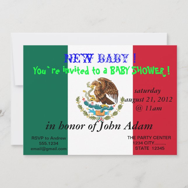 Invitation baby shower avec drapeau du Mexique (Devant)
