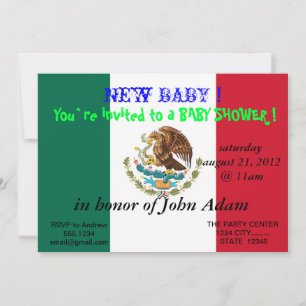 Invitation baby shower avec drapeau du Mexique