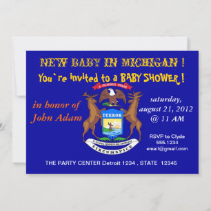Invitation baby shower avec drapeau du Michigan
