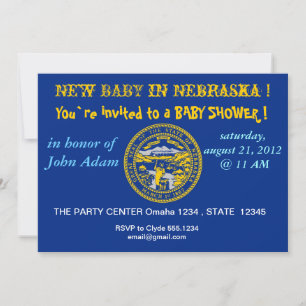 Invitation baby shower avec drapeau du Nebraska