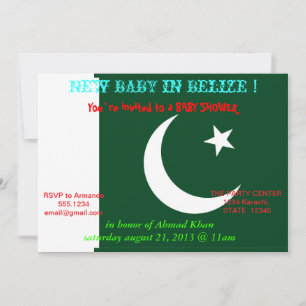 Invitation baby shower avec drapeau du Pakistan